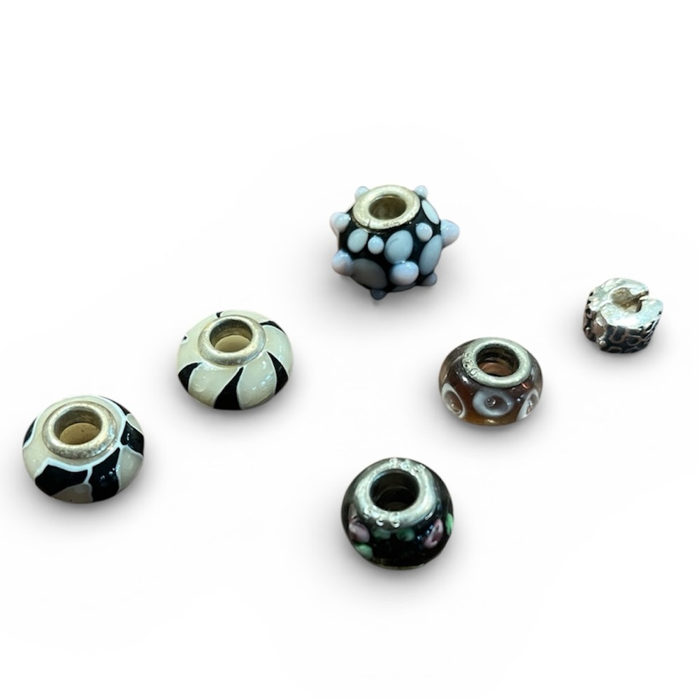 Bundle of black and silver beads